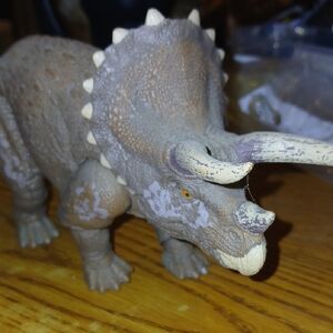 Realistic Tan Triceratops Reptile Toy